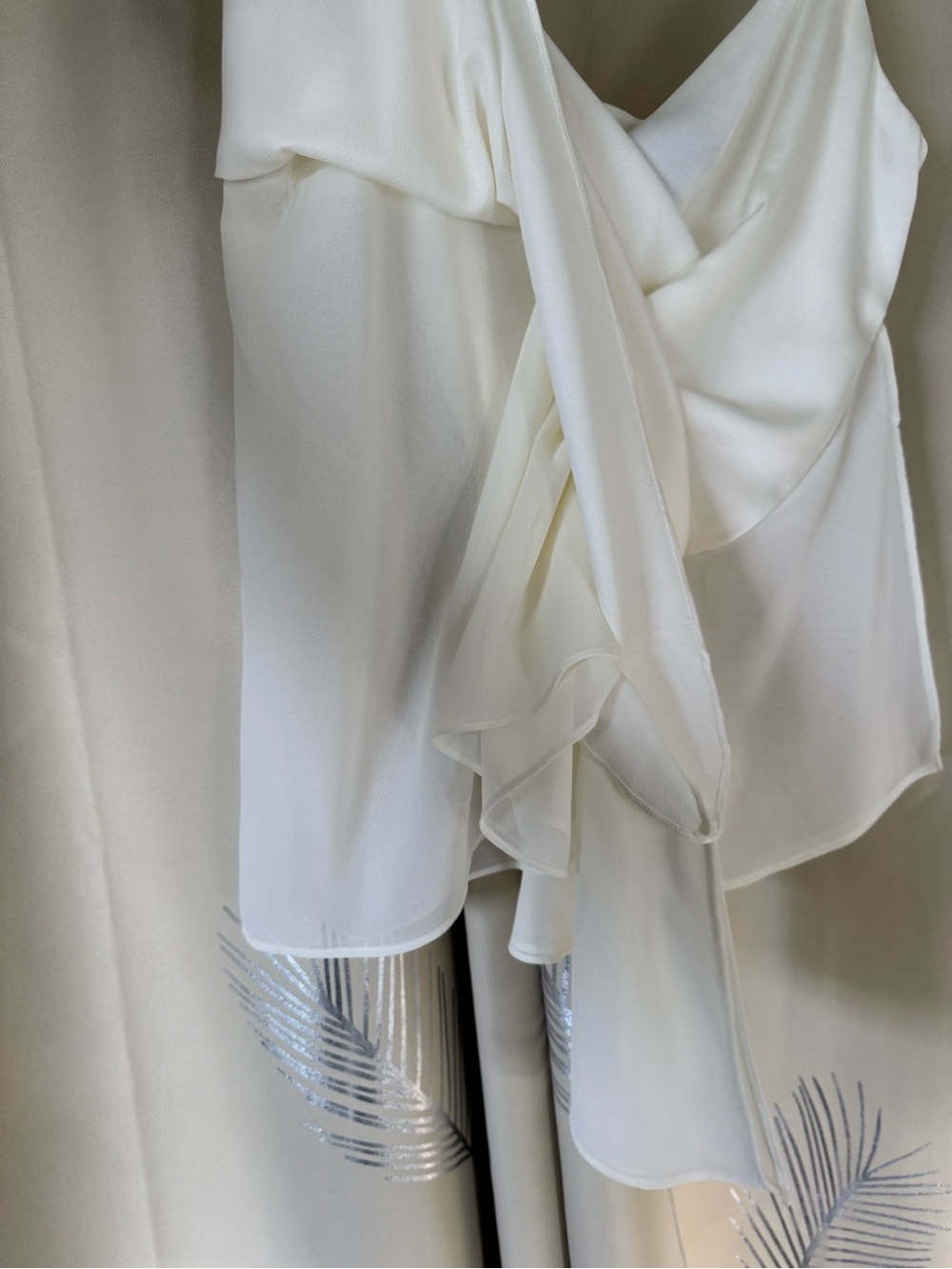 Lulu's Cream V-Neck Asymmetrical Draped Cami - Picture 3 of 10